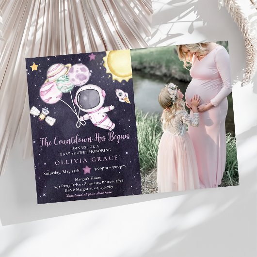 宇宙女子ベビーシャワー銀河系ベビーシャワー 招待状