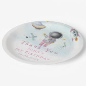 宇宙女子ロケットズufoスター誕生日 ペーパープレート (アングル)