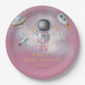 宇宙女子ロケット宇宙飛行士ufo星ベビーシャワー ペーパープレート (正面)