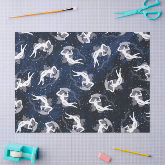 宇宙女性に耐えるアクエリアスの(占星術の)十二宮図水 薄葉紙 (クラフト)