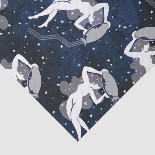 宇宙女性に耐えるアクエリアスの(占星術の)十二宮図水 薄葉紙 (詳細)