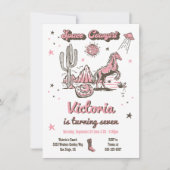 宇宙女性のカーボーイウェスタンバースデーパーティー 招待状 (正面)