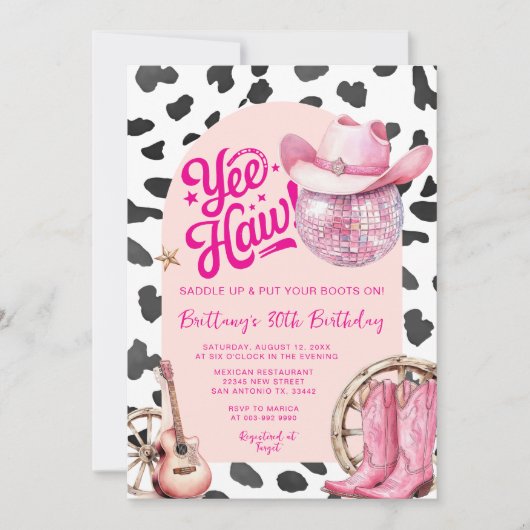 宇宙女性のカーボーイウェスタン女性のカーボーイ30th誕生日 招待状 (正面)