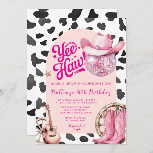 宇宙女性のカーボーイウェスタン女性のカーボーイ30th誕生日 招待状 (正面/裏面)