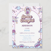 宇宙女性のカーボーイウェスタン誕生日招待状 招待状 (正面)