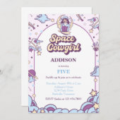 宇宙女性のカーボーイウェスタン誕生日招待状 招待状 (正面/裏面)