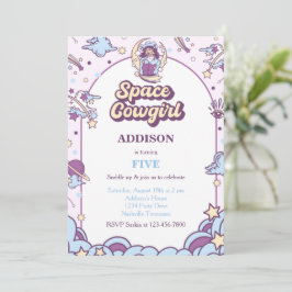 宇宙女性のカーボーイウェスタン誕生日招待状 招待状