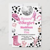 宇宙女性のカーボーイディスコロデオカントリーガール誕生日 招待状 (正面)