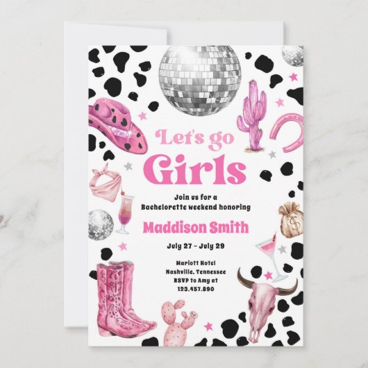 宇宙女性のカーボーイディスコロデオバチェロレッテウィークエンド 招待状 (正面)