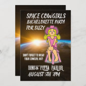 宇宙女性のカーボーイバチェロレッテ招待状 招待状 (正面/裏面)