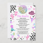 宇宙女性のカーボーイバチェロレッテ週末の日程 招待状 (裏面)