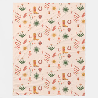 宇宙女性のカーボーイパターン（の模様が）ある毛布 フリースブランケット