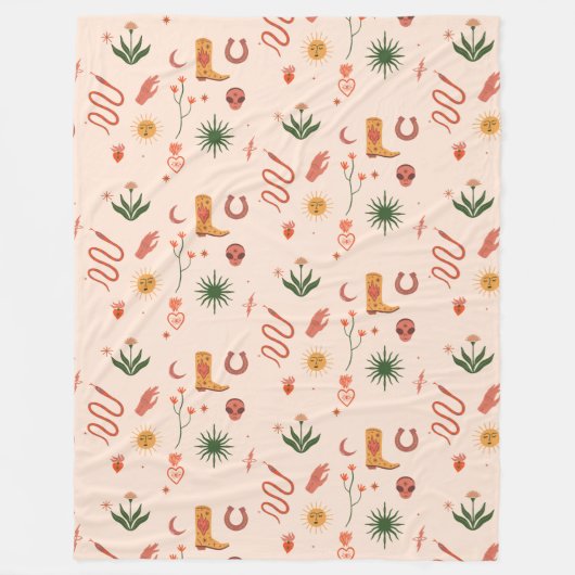 宇宙女性のカーボーイパターン（の模様が）ある毛布 フリースブランケット (正面)