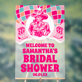 宇宙女性のカーボーイブライダルシャワーウェルカムフロステッド アクリルサイン