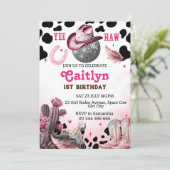 宇宙女性のカーボーイ誕生日パーティーの招待 招待状 (スタンド正面)
