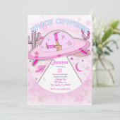 宇宙女性のカーボーイ誕生日パーティーの招待！ 招待状 (スタンド正面)