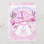 宇宙女性のカーボーイ誕生日パーティーの招待！ 招待状 (正面/裏面)