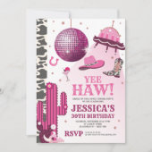 宇宙女性のカーボーイ誕生日パーティー 招待状 (正面)