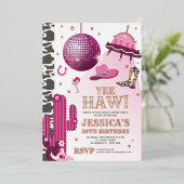 宇宙女性のカーボーイ誕生日パーティー 箔招待状 (立ち正面)