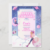 宇宙女性のカーボーイ誕生日招待状 招待状 (正面)