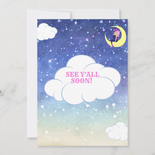 宇宙女性のカーボーイ誕生日招待状 招待状 (裏面)