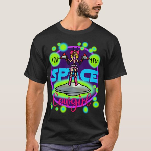 宇宙女性のカーボーイ Tシャツ (正面)