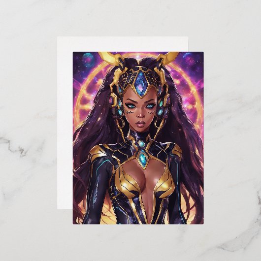 宇宙女神としてのアニメポートレート 箔シーズンポストカード (正面/裏面)