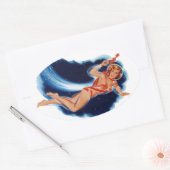 宇宙女 楕円形シール (封筒)