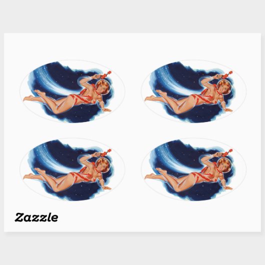 宇宙女 楕円形シール (シート)