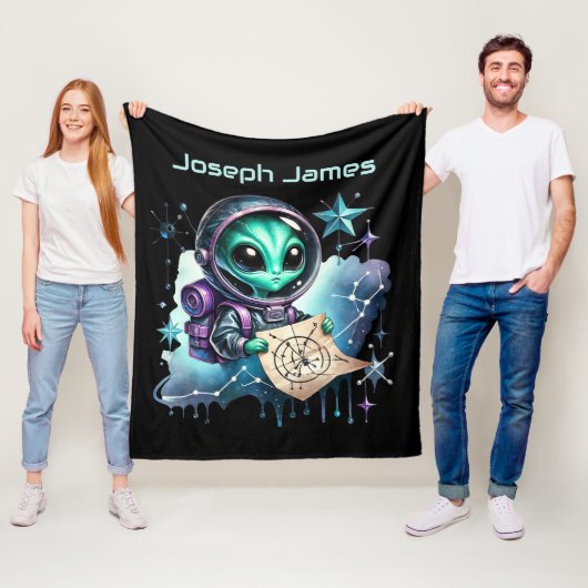 宇宙好きなあなたへ 名前入りエイリアン フリースブランケット (インサイチュ)