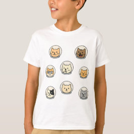 宇宙好きな子供たちに！キュートなキャットストロノーツのヘッドTシャツ Tシャツ
