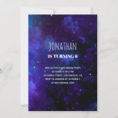 宇宙子供の誕生日。プラネタリウムパーティー。ネイビー 招待状 (正面)