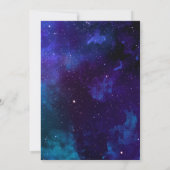 宇宙子供の誕生日。プラネタリウムパーティー。ネイビー 招待状 (裏面)