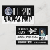 宇宙子供誕生日会チケット エンクロージャーカード (正面/裏面)