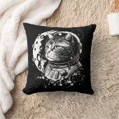 宇宙子猫と月。宇宙飛行士ネコ クッション (ブランケット)