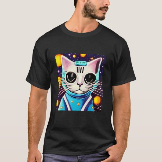 宇宙子猫子猫SF猫Des Tシャツ (正面)