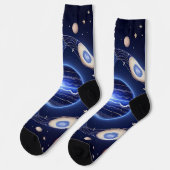 宇宙宇宙に整列した惑星白熱［赤熱］光を放つ ソックス (左)