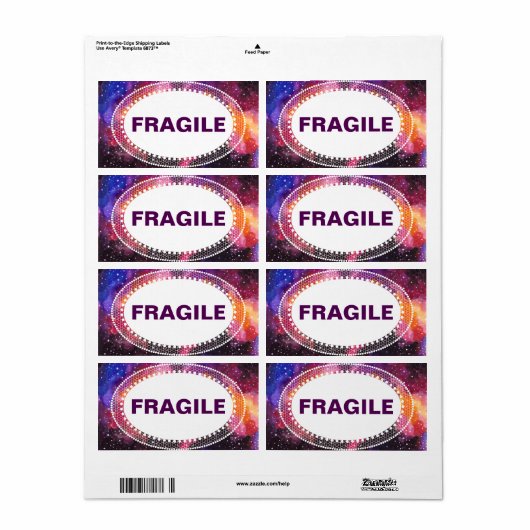 宇宙宇宙の宇宙移動ボックス脆性 ラベル (フルシート)