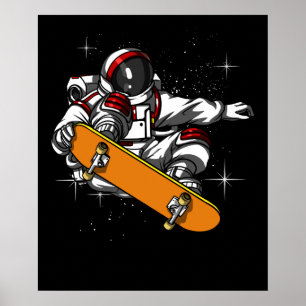 宇宙宇宙の宇宙飛行士のスケート選手のスケートボードをすること ポスター