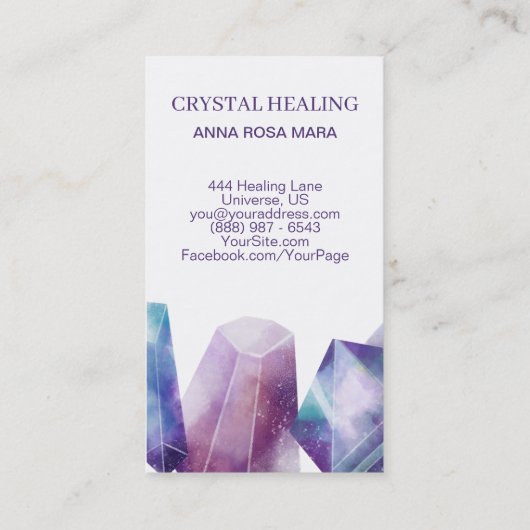 *宇宙宇宙の宝石用原石の水彩画の水晶の宝石 名刺 (裏面)