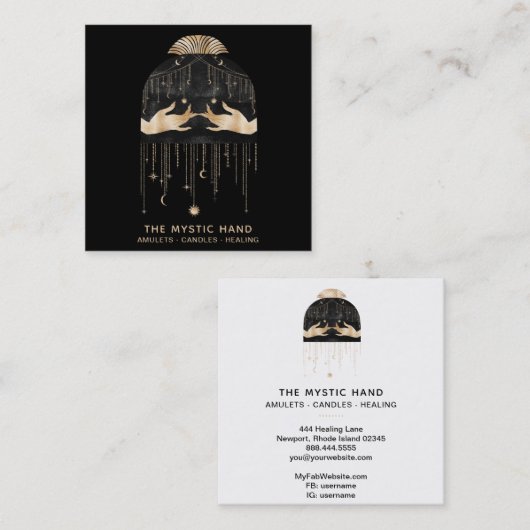 *~*宇宙宇宙の星月神秘の手 スクエア名刺 (正面/裏面)