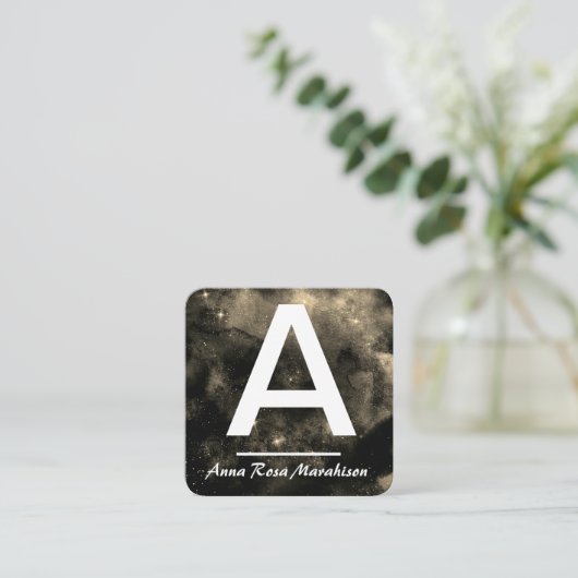 *~*宇宙宇宙イニシャル天空QRロゴ写真 スクエア名刺 (スタンド正面)