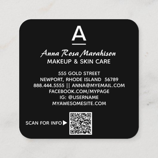 *~*宇宙宇宙イニシャル天空QRロゴ写真 スクエア名刺 (裏面)