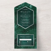 宇宙宇宙エメラルドグリーン銀河系結婚ズ オールインワン招待状 (内側)