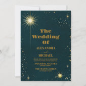 宇宙宇宙エメラルドグリーン銀河系結婚ズ 招待状 (正面)