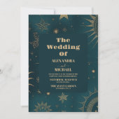 宇宙宇宙エメラルドグリーン銀河系結婚ズ 招待状 (正面)