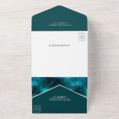 宇宙宇宙ティール(緑がかった色)銀河系結婚ズ オールインワン招待状 (外側)