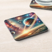 宇宙宇宙テーマ飲み物用コースター コースター (左側)