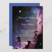 宇宙宇宙パープル銀河系結婚ズ・イン 招待状 (正面/裏面)