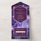 宇宙宇宙パープル銀河系結婚ズ オールインワン招待状 (内側)